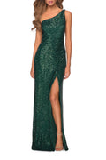 Dazzling Mermaid One Shoulder Sleeveless Open Back Floor Length Evening Dress