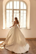 Dazzling Mermaid One Shoulder Sleeveless Open Back Long Length Wedding Dress