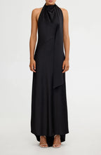 Dazzling Sheath Halter Neck Sleeveless Open Back Floor Length Evening Dress
