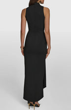 Dazzling Sheath Halter Sleeveless Solid Back Floor Length Evening Dress