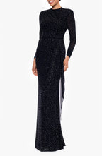 Dazzling Sheath High Neck Long Sleeve Plain Back Floor Length Evening Dress
