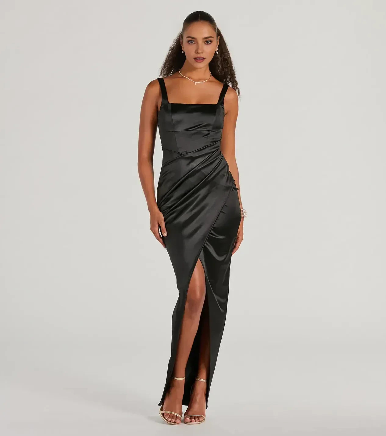 Dazzling Sheath Square Neck Sleeveless Zipper Back Floor Length Prom Dress