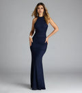 Dazzling Trumpet Halter Neck Sleeveless Open Back Floor Length Prom Dress