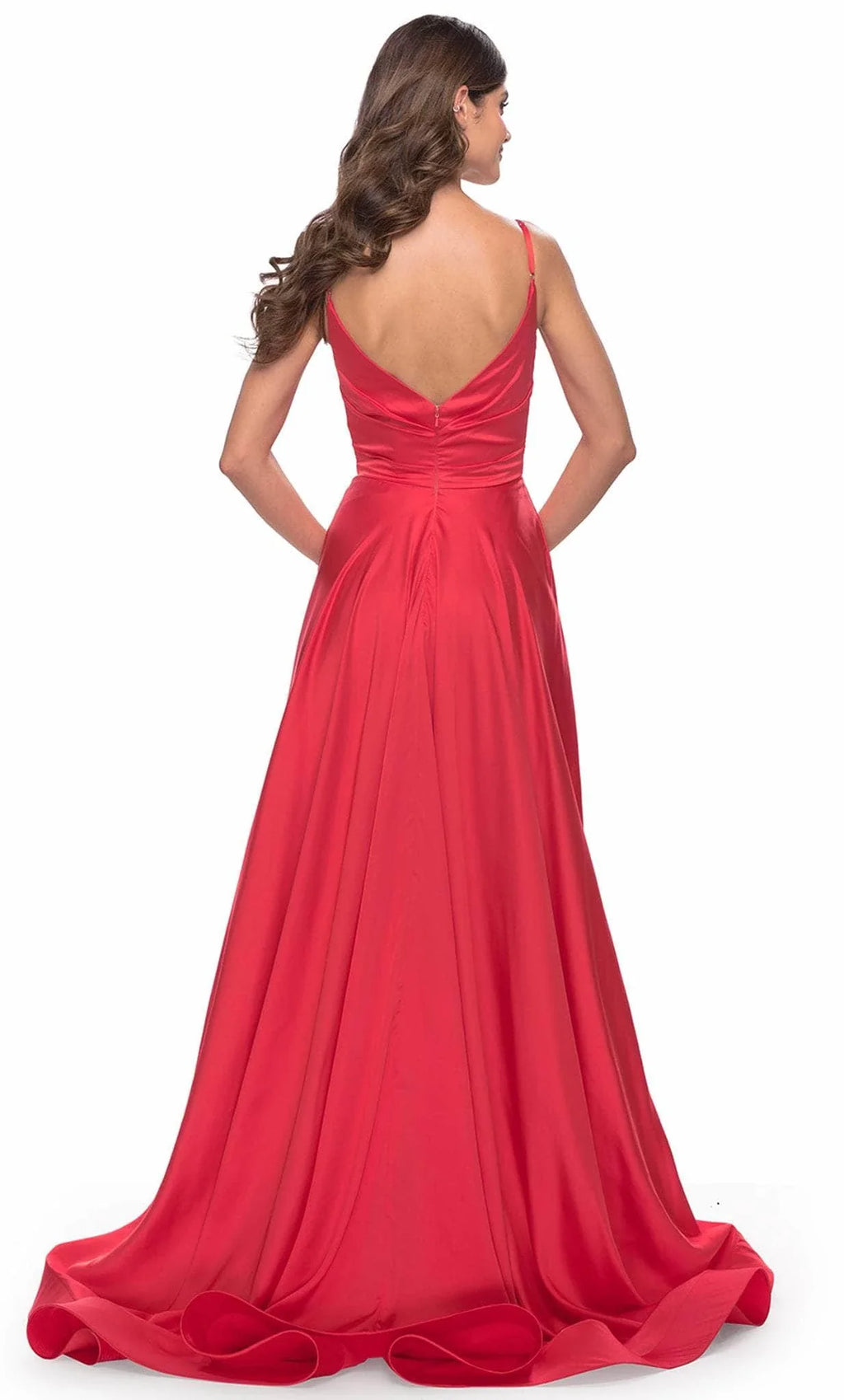 Deep V-Neck Sleeveless A-Line Simple Satin Off the shoulder Floor length Long Prom Dress Hot Sale For Women