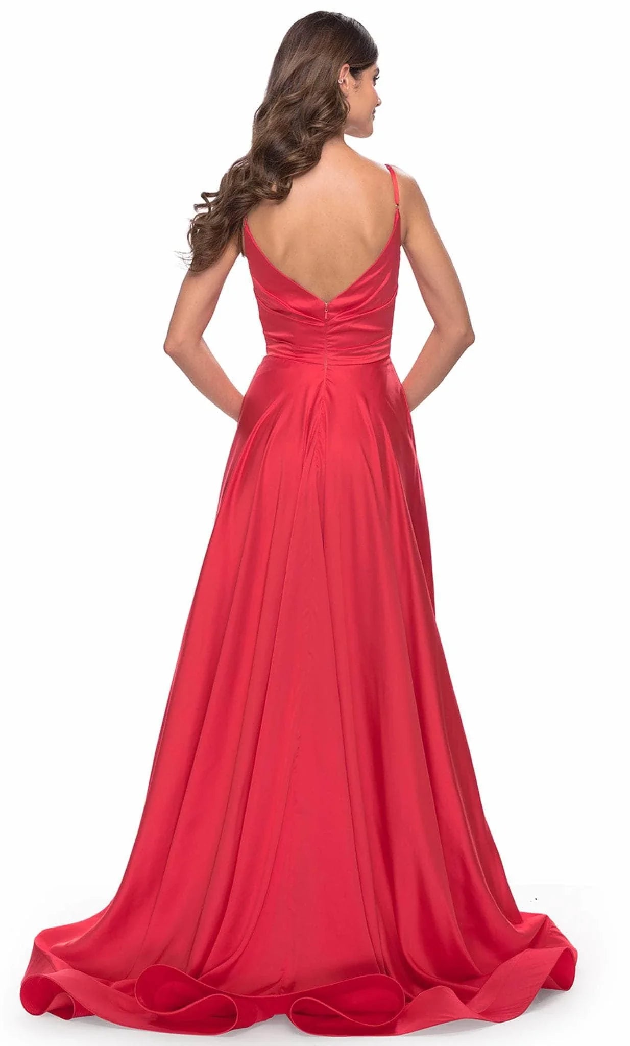 Deep V-Neck Sleeveless A-Line Simple Satin Off the shoulder Floor length Long Prom Dress Hot Sale For Women