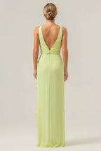 Deep V Neck Sleeveless Sheath Romantic Off the shoulder Floor length Party Dress Hot Sale For women
