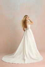 Delicate Ball Gown Plunging V Neck Sleeveless Open Back Floor Length Wedding Dress
