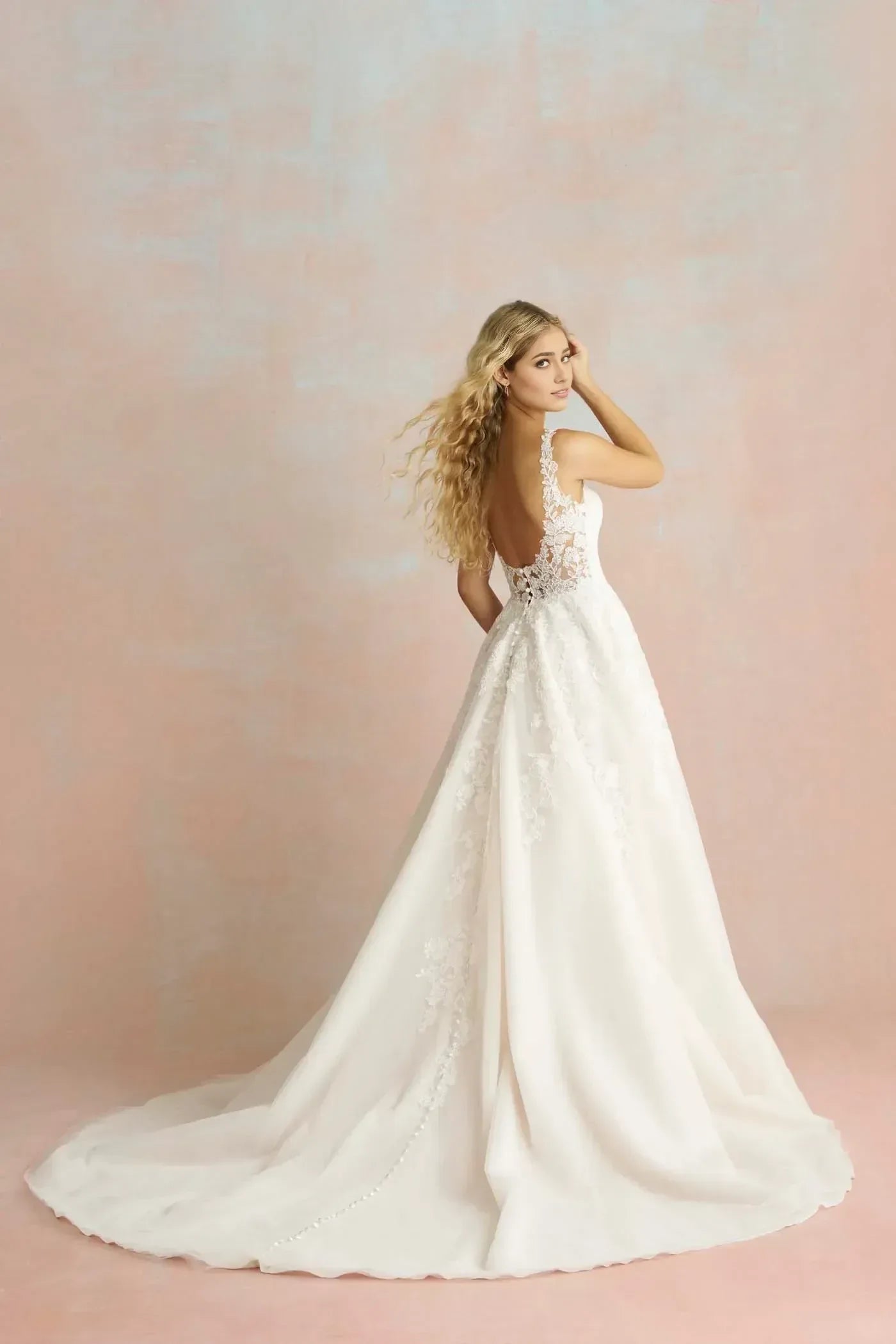 Delicate Ball Gown Plunging V Neck Sleeveless Open Back Floor Length Wedding Dress