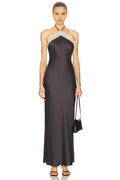 Delicate Sheath Halter Neck Sleeveless Tie Back Floor Length Evening Dress