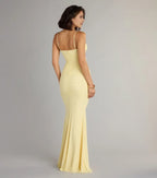 Delicate Trumpet Plunge Neck Spaghetti Strap Zipper Back Floor Length Prom Dress