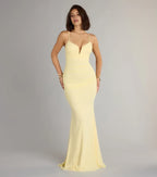 Delicate Trumpet Plunge Neck Spaghetti Strap Zipper Back Floor Length Prom Dress