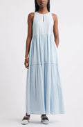 Delightful Empire Keyhole Neck Sleeveless Plain Back Floor Length Evening Dress