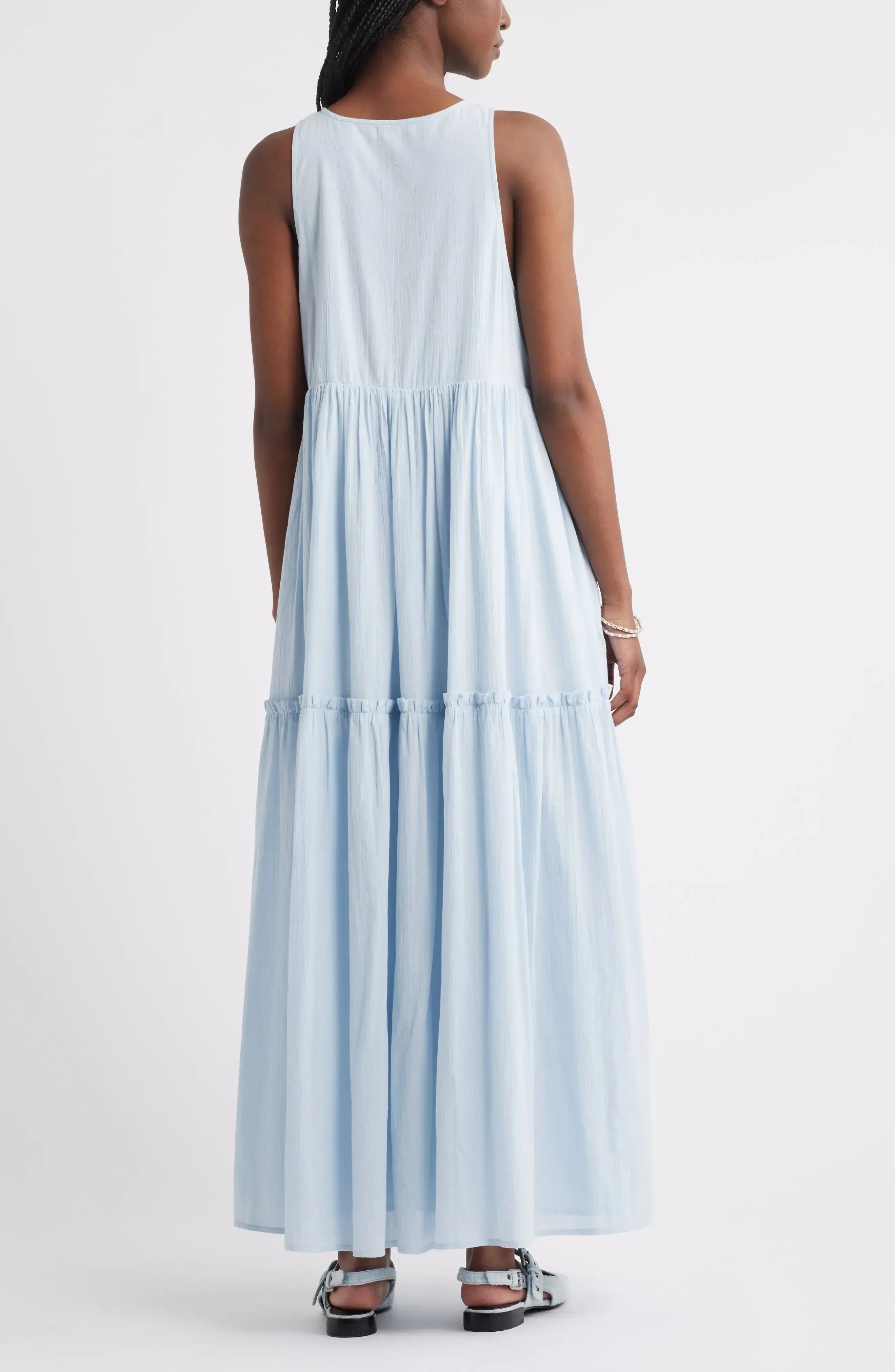 Delightful Empire Keyhole Neck Sleeveless Plain Back Floor Length Evening Dress