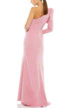 Delightful Mermaid One Shoulder Long Sleeve Open Back Floor Length Evening Dress
