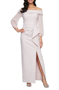 Delightful Sheath Off The Shoulder Long Sleeve Zipper Back Floor Length Evening Dress