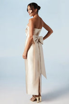 Delightful Sheath Strapless Sleeveless Bow Back Floor Length Evening Dress