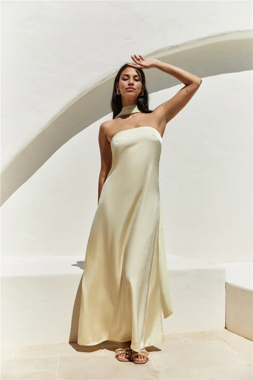 Discount Column Strapless Sleeveless Backless Floor-Length Cocktail Dress