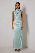 Discount Fitted High Neck Sleeveless Ankle-Length Prom Dress