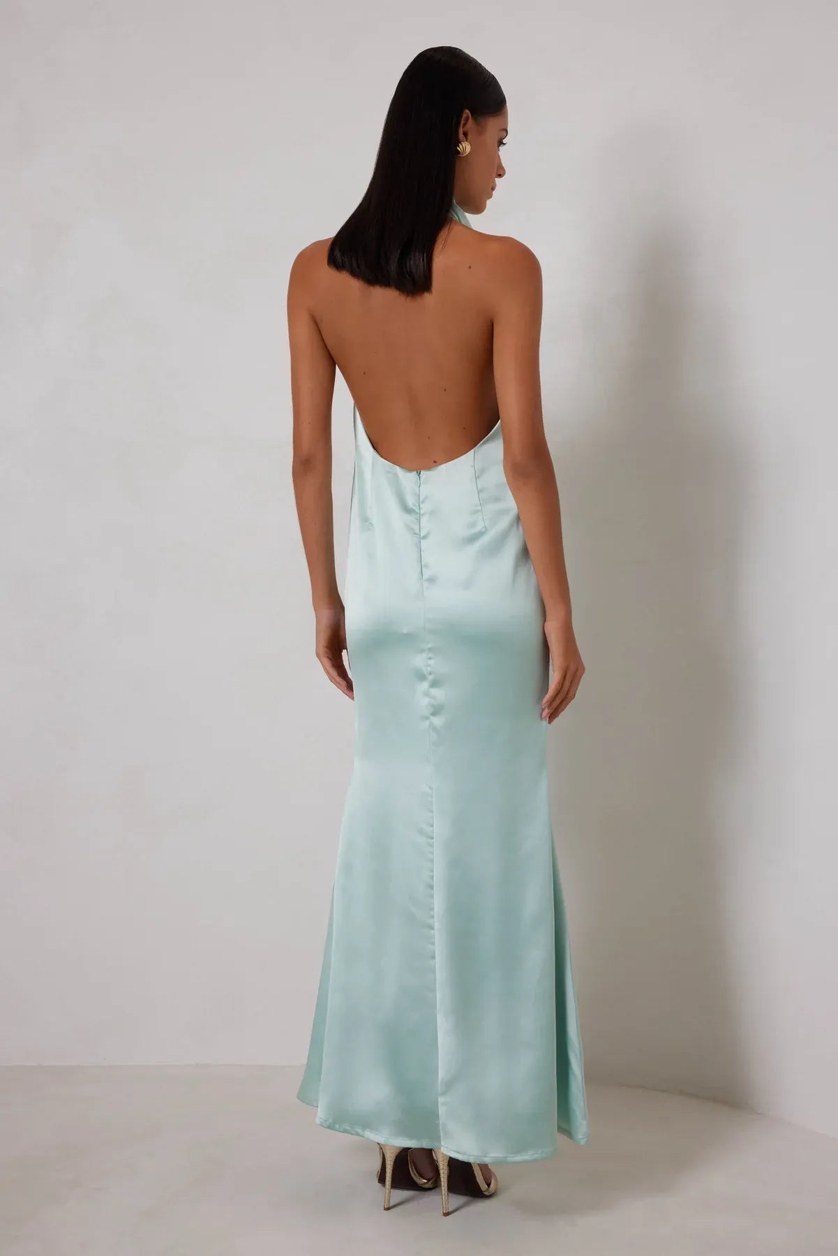Discount Fitted High Neck Sleeveless Ankle-Length Prom Dress