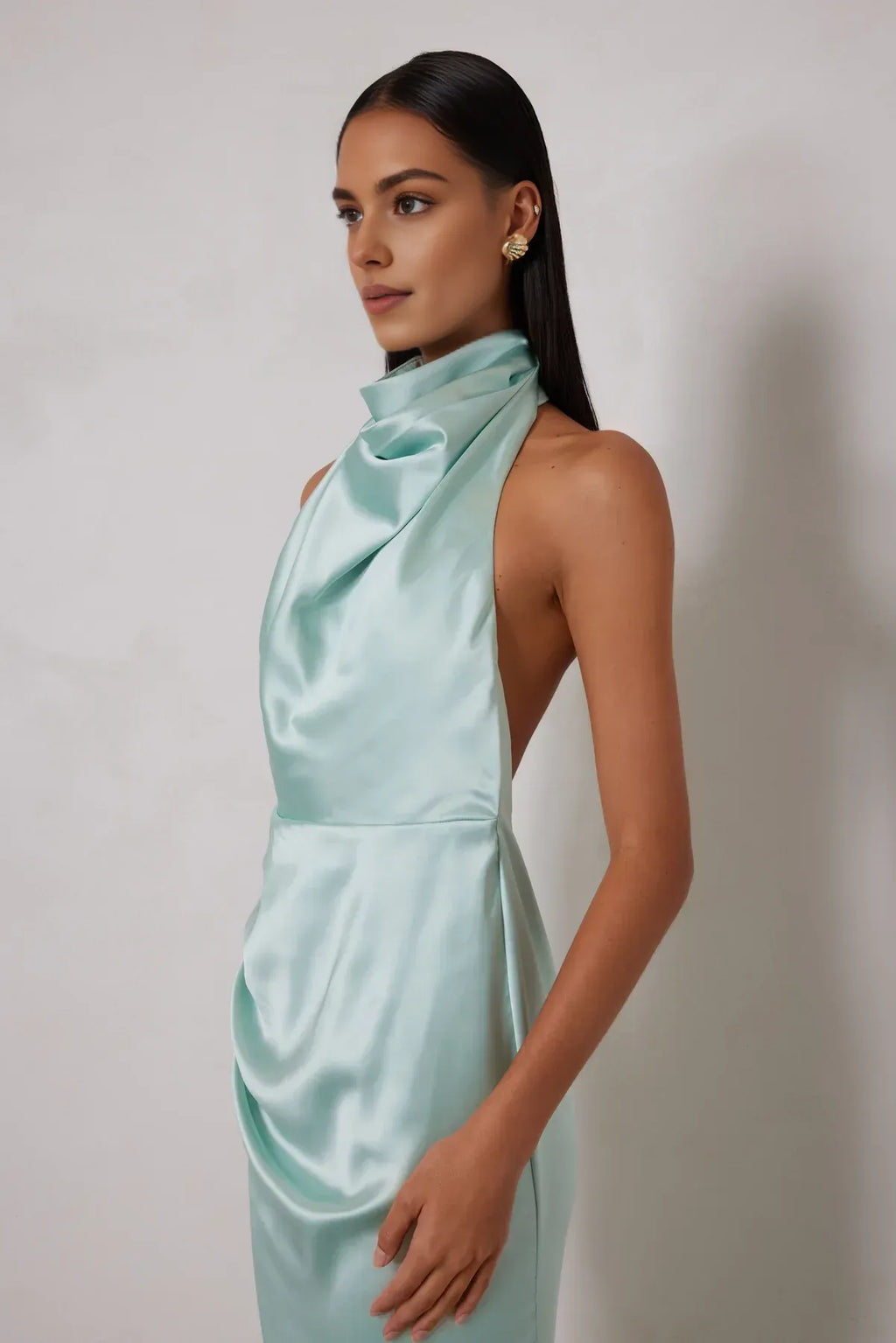 Discount Fitted High Neck Sleeveless Ankle-Length Prom Dress