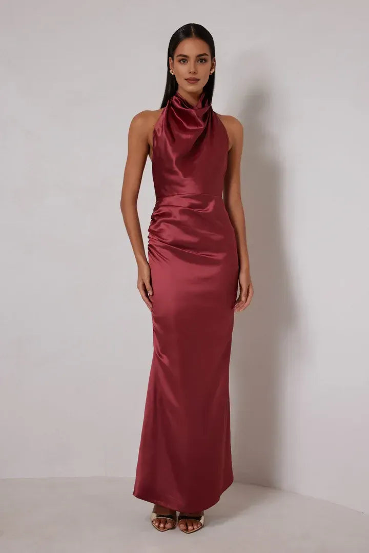 Discount Fitted High Neck Sleeveless Ankle-Length Prom Dress
