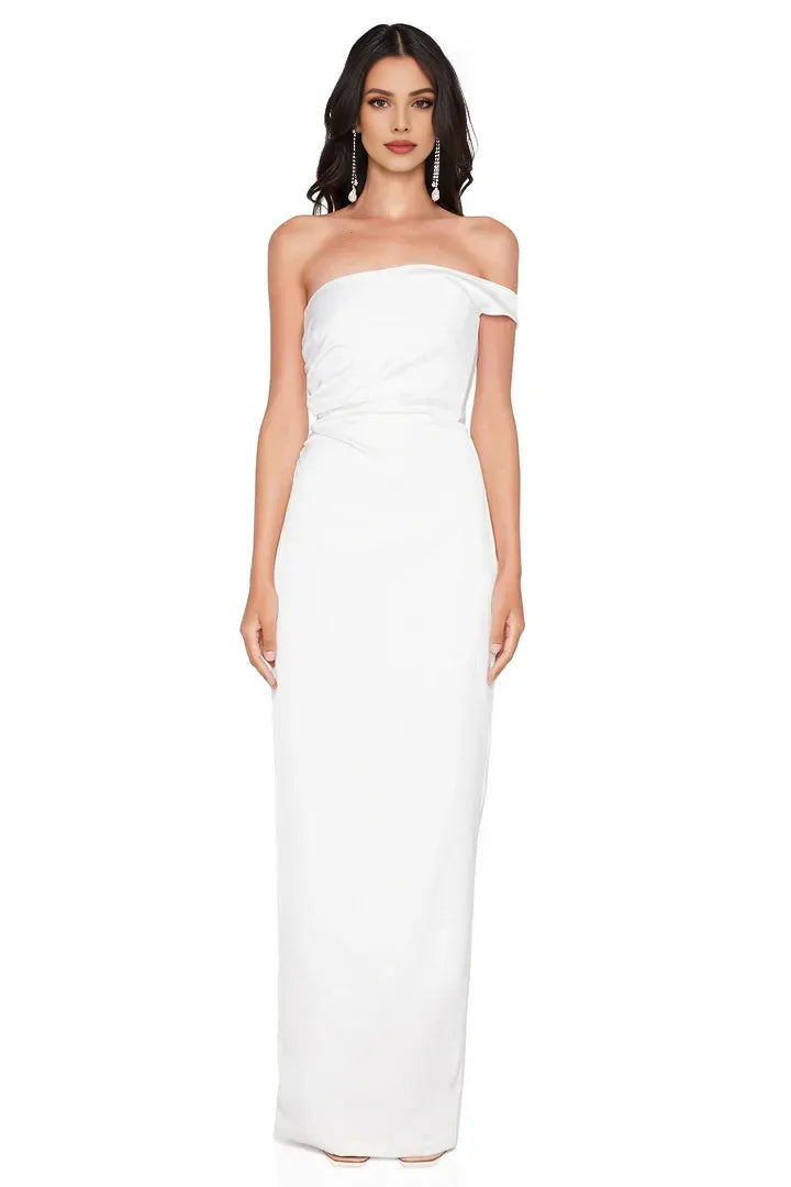 Discount Fitted Off Shoulder Sleeveless Floor-Length Prom Dress