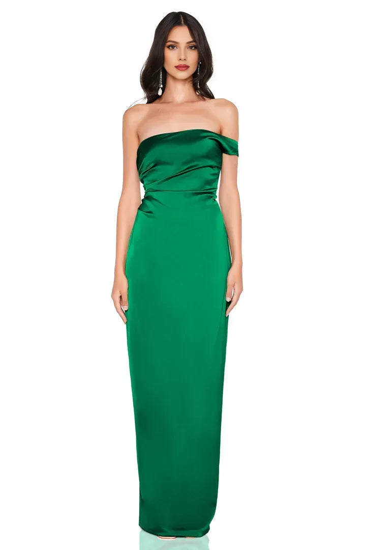 Cheap Fitted Off Shoulder Sleeveless Floor-Length Prom Dress