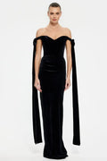 Discount Fitted Off the Shoulder Sleeveless Floor-Length Prom Dress