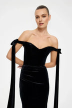 Discount Fitted Off the Shoulder Sleeveless Floor-Length Prom Dress
