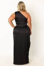 Discount Fitted One Shoulder Sleeveless Ankle-Length Plus Size Prom Dress