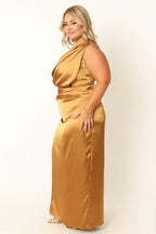 Discount Fitted One Shoulder Sleeveless Ankle-Length Plus Size Prom Dress