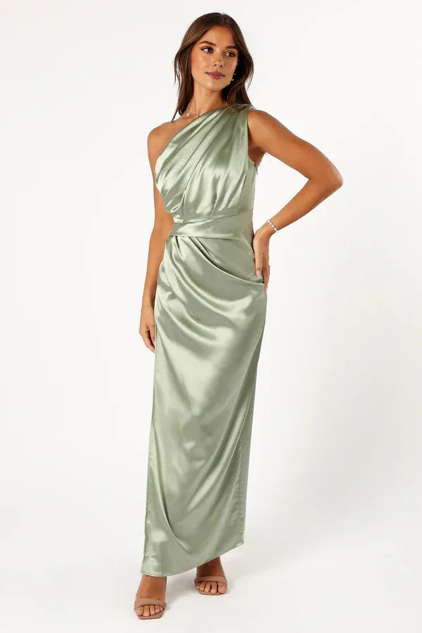 Discount Fitted One Shoulder Sleeveless Ankle-Length Prom Dress