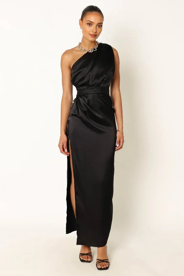 Discount Fitted One Shoulder Sleeveless Ankle-Length Prom Dress