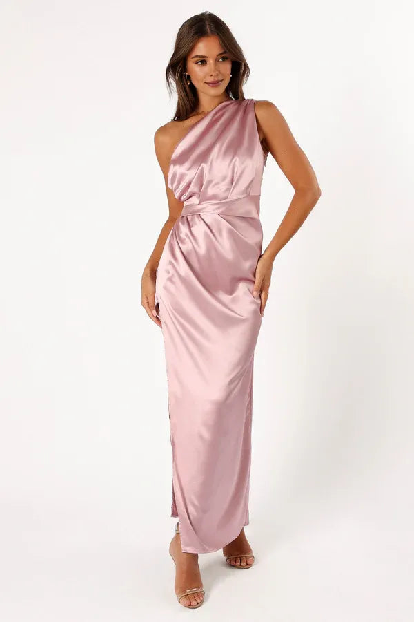 Discount Fitted One Shoulder Sleeveless Ankle-Length Prom Dress