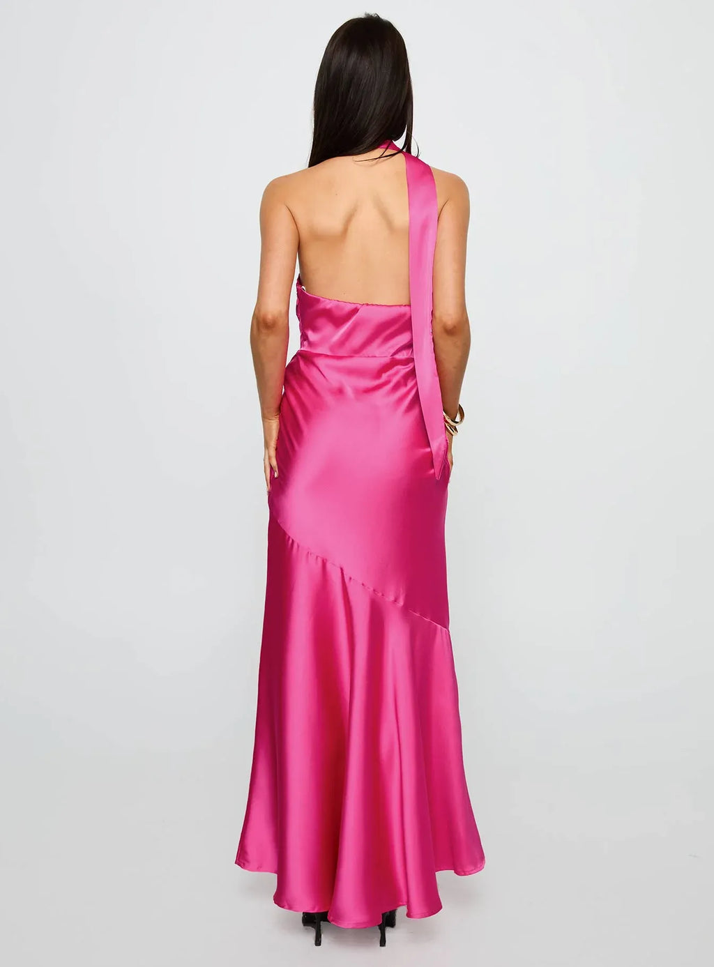 Discount Fitted Scarf Neck Sleeveless Floor-Length Prom Dress
