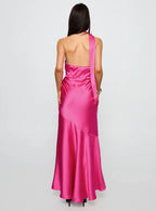 Discount Fitted Scarf Neck Sleeveless Floor-Length Prom Dress