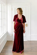 Discount Fitted V Neck Short Sleeve Floor-Length Prom Dress