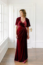 Discount Fitted V Neck Short Sleeve Floor-Length Prom Dress