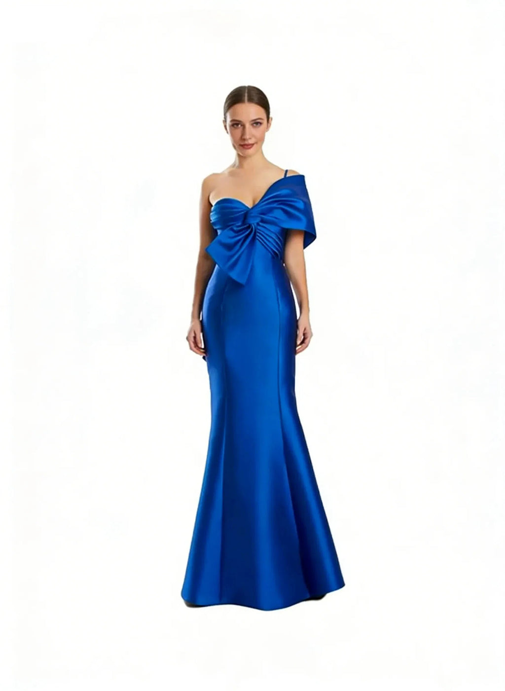 Discount One-Shoulder Sleeveless Mermaid Bow Long Prom Dress