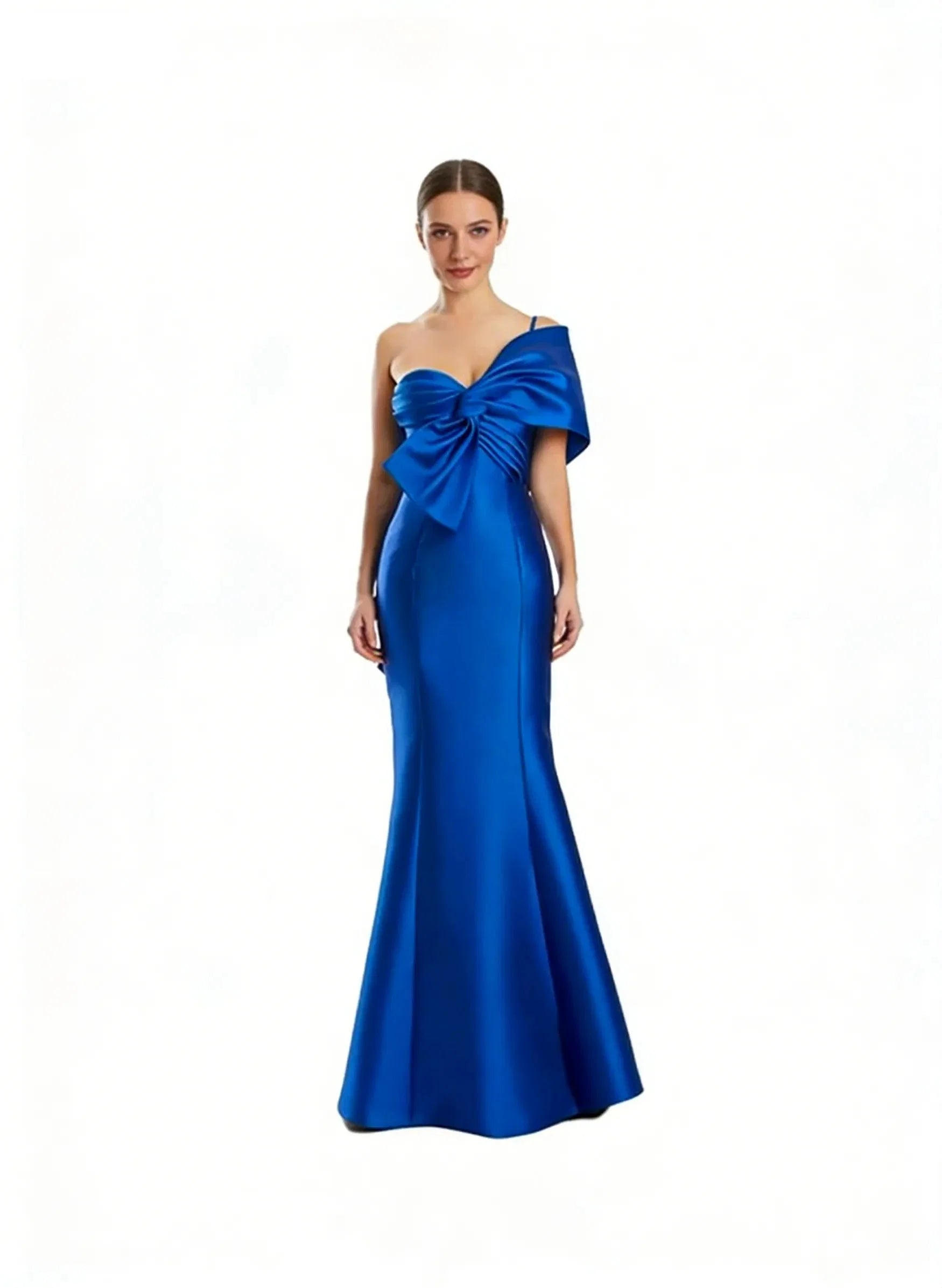 Discount One-Shoulder Sleeveless Mermaid Bow Long Prom Dress