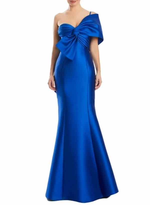 Discount One-Shoulder Sleeveless Mermaid Bow Long Prom Dress