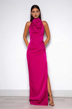 Discount Sheath/Column High Neck Sleeveless Floor-Length Prom Dress