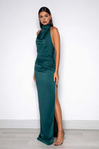 Discount Sheath/Column High Neck Sleeveless Floor-Length Prom Dress
