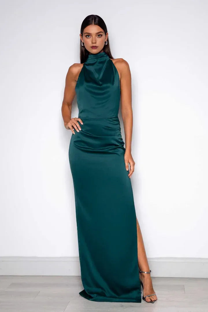 Discount Sheath/Column High Neck Sleeveless Floor-Length Prom Dress