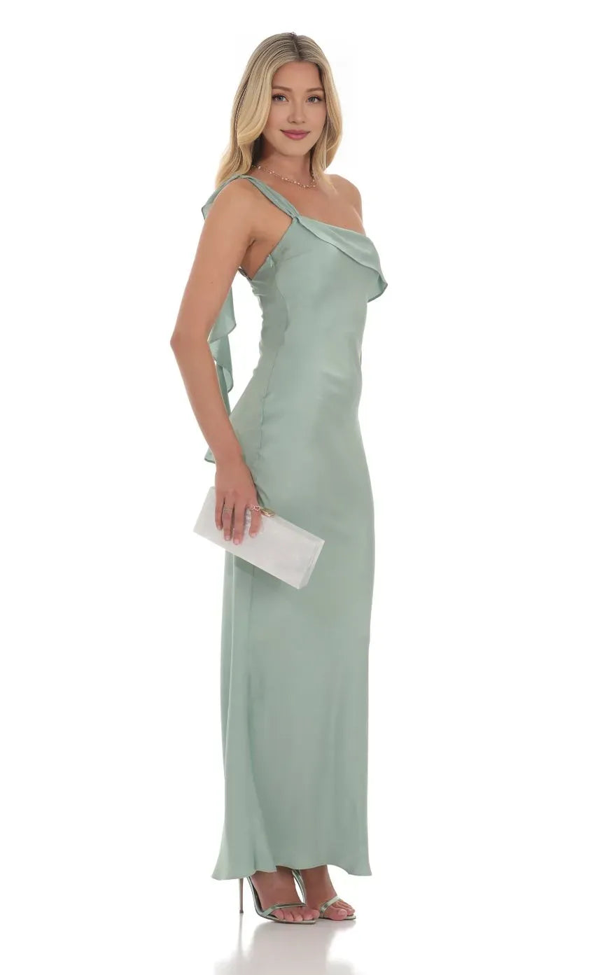 Discount Sheath/Column One Shoulder Sleeveless Backless Floor-Length Prom Dress
