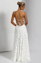 Distinct A Line Square Neck Spaghetti Strap Crisscross Lace Up Back Floor Length For Ladies Prom Dress