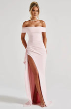 Distinct Mermaid Off Shoulder Sleeveless Back Zipper High Slit Train Floor Length For Sale Prom Dress