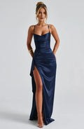 Distinct Mermaid Plunging Neck Spaghetti Strap Crisscross Lace Up Back High Slit Floor Length For Sale Prom Dress