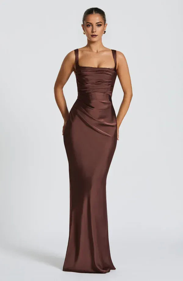 Distinct Mermaid Square Neck Adjustable Strap Lace Up Back Floor Length For Women Prom Dress