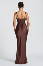 Distinct Mermaid Square Neck Adjustable Strap Lace Up Back Floor Length For Women Prom Dress